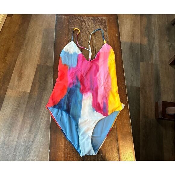 MARA HOFFMAN Emma Cross Back One Piece Multi Dye Swimsuit - Picture 2 of 7